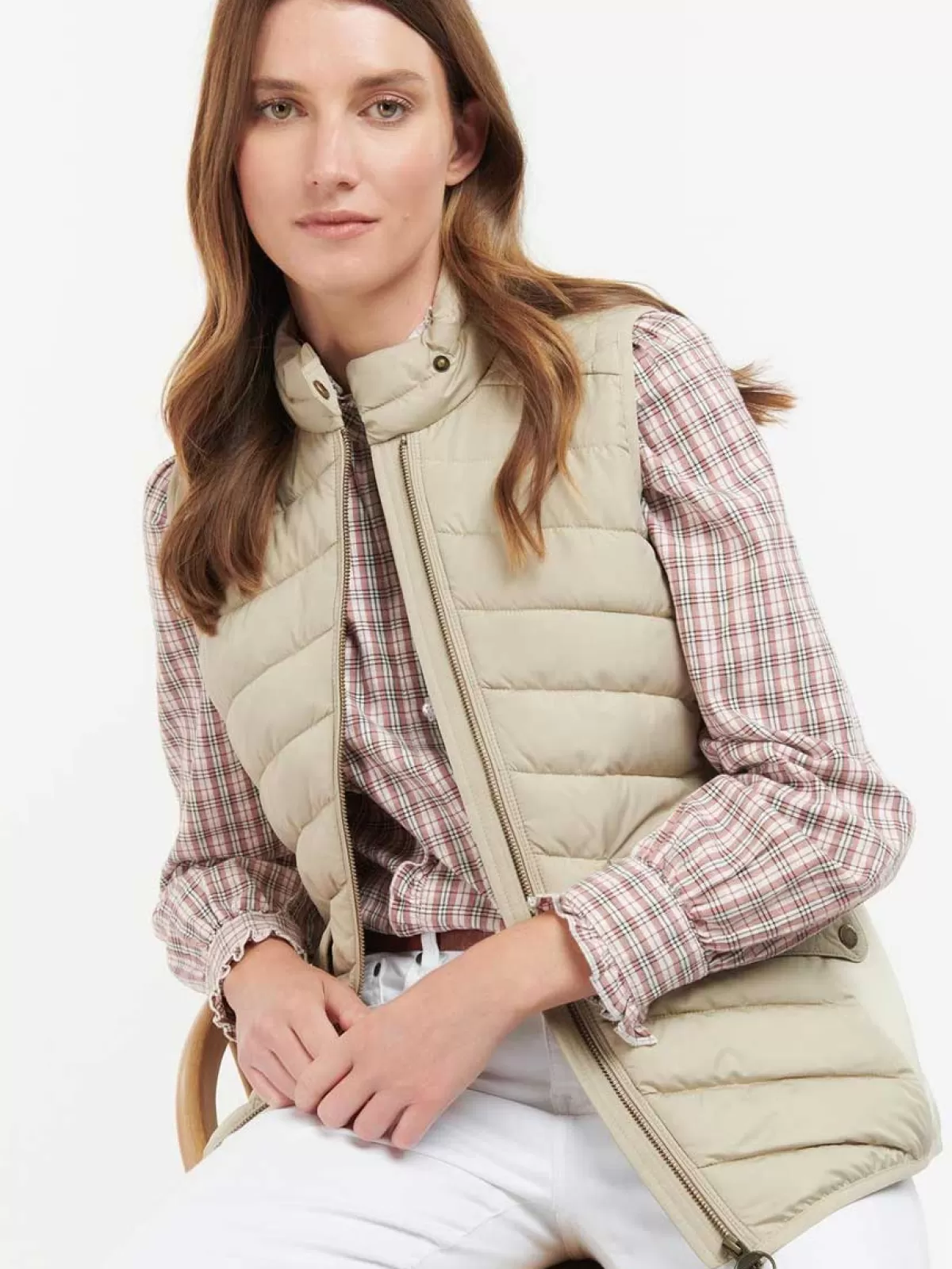Discount Barbour 60% Off Stretch Cavalry Gilet - Ladies - Light Sand - Size: Uk 8