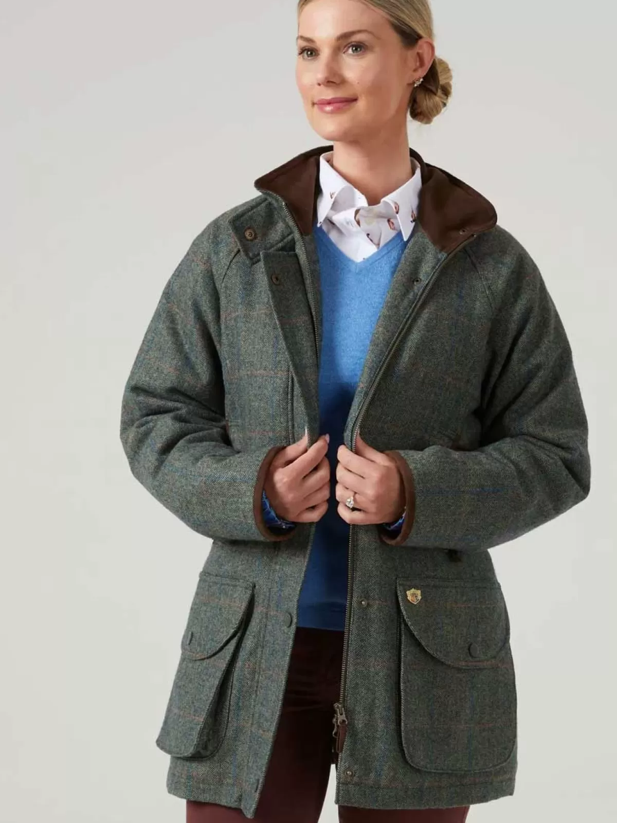 Best Alan Paine Combrook Tweed Shooting Coat - Ladies Tweed - Spruce