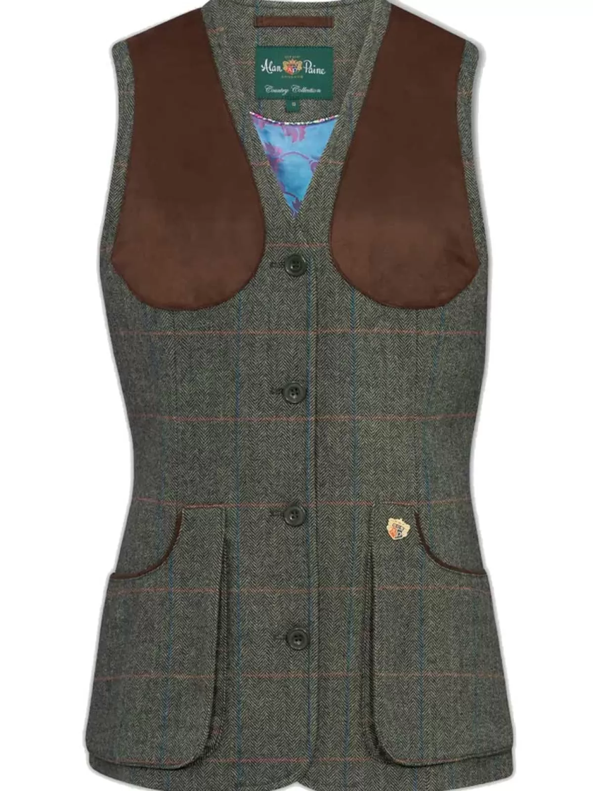 Hot Alan Paine Ladies Combrook Tweed Shooting Waistcoat - Spruce