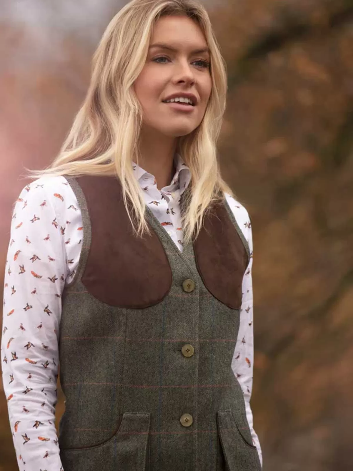 Hot Alan Paine Ladies Combrook Tweed Shooting Waistcoat - Spruce