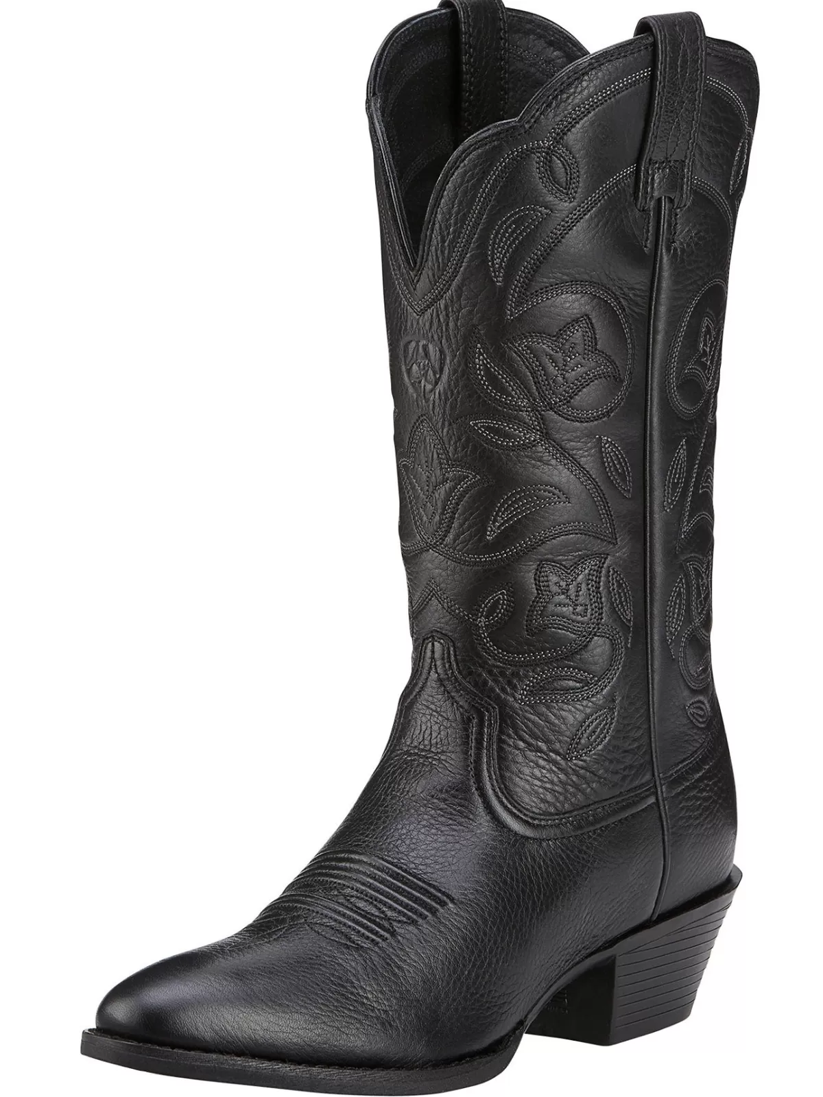 Discount Ariat Heritage Western R Toe Boots - Womens Cowgirl Black Deertan