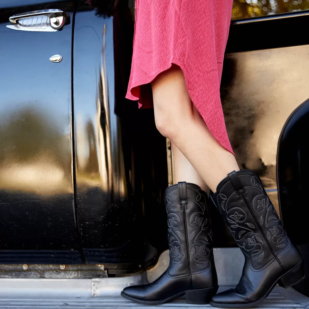 Discount Ariat Heritage Western R Toe Boots - Womens Cowgirl Black Deertan
