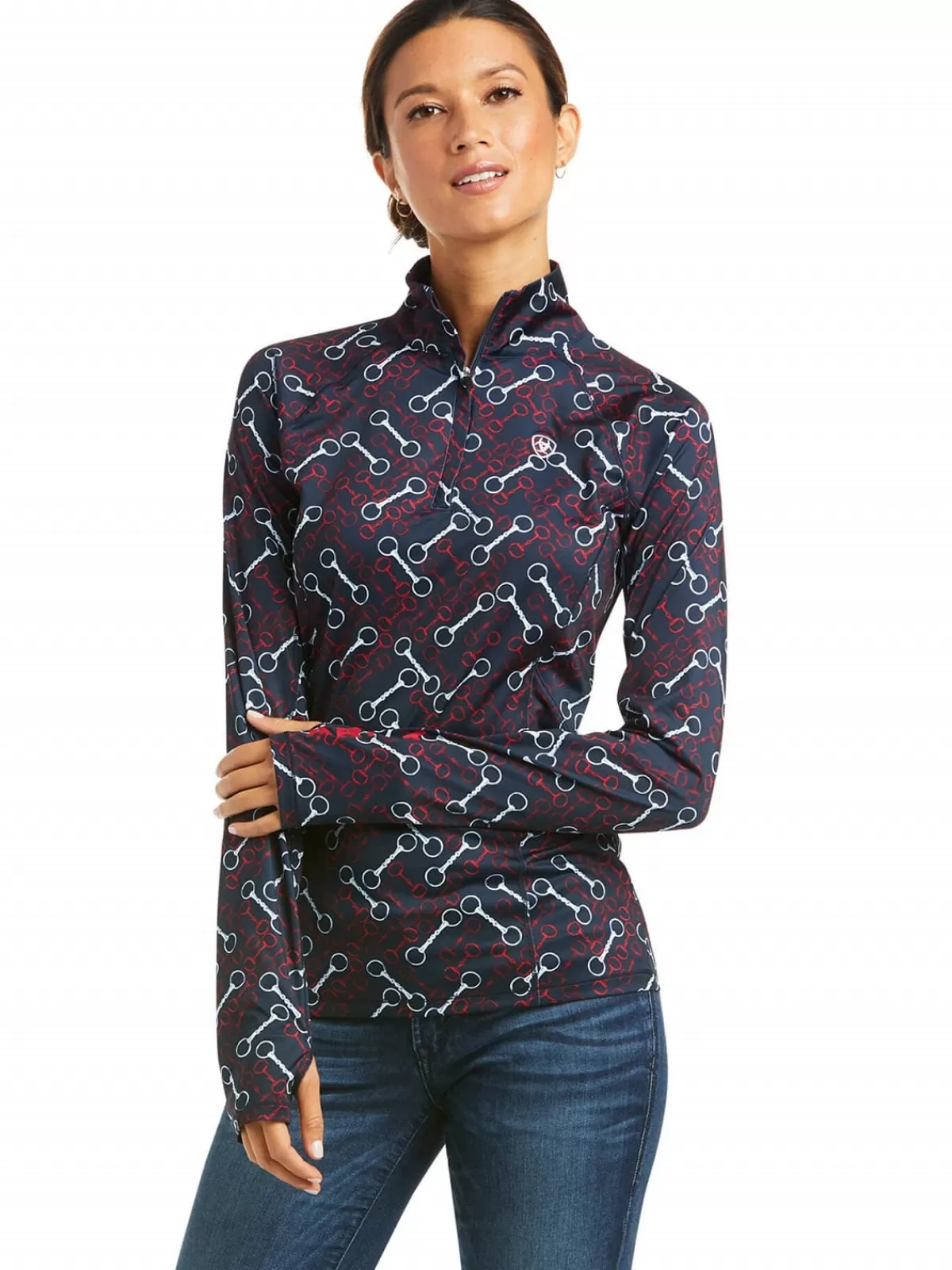 Discount Ariat Lowell 2.0 1/4 Zip Baselayer - Womens Team Print