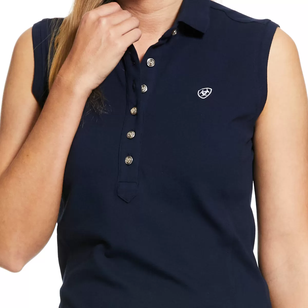 Best Sale Ariat Prix 2.0 Sleeveless Polo Shirt - Womens Navy