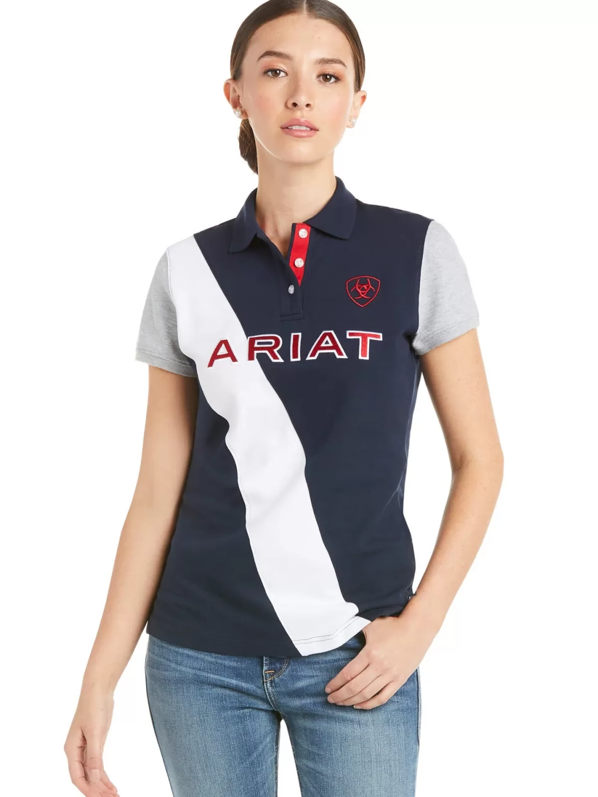 Hot Ariat Taryn Short Sleeved Polo Shirt - Womens Team Navy