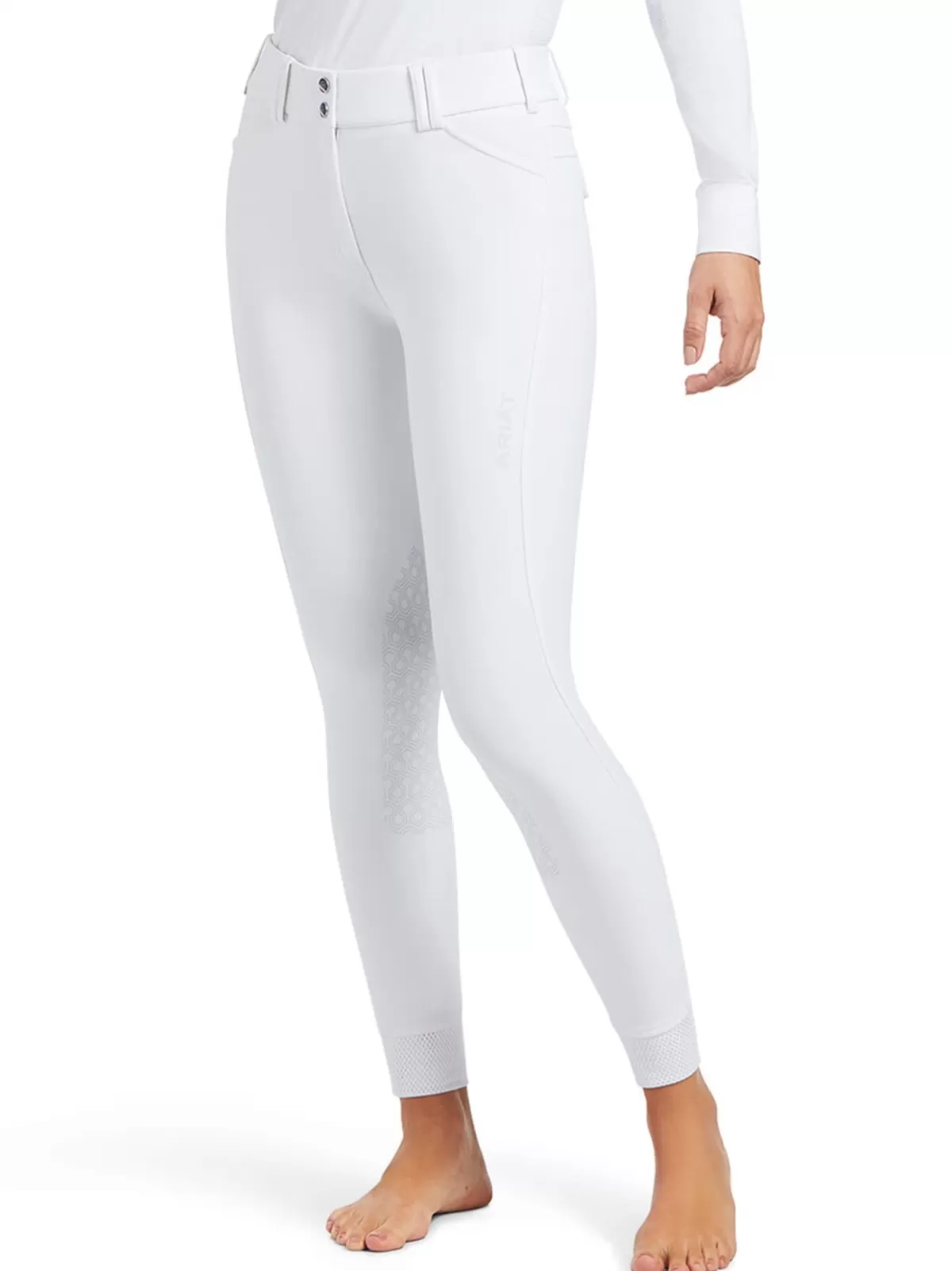 New Ariat Tri Factor Grip Knee Patch Breeches - Womens White