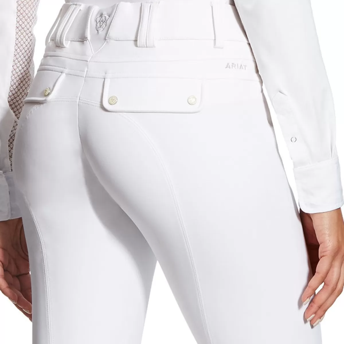 New Ariat Tri Factor Grip Knee Patch Breeches - Womens White