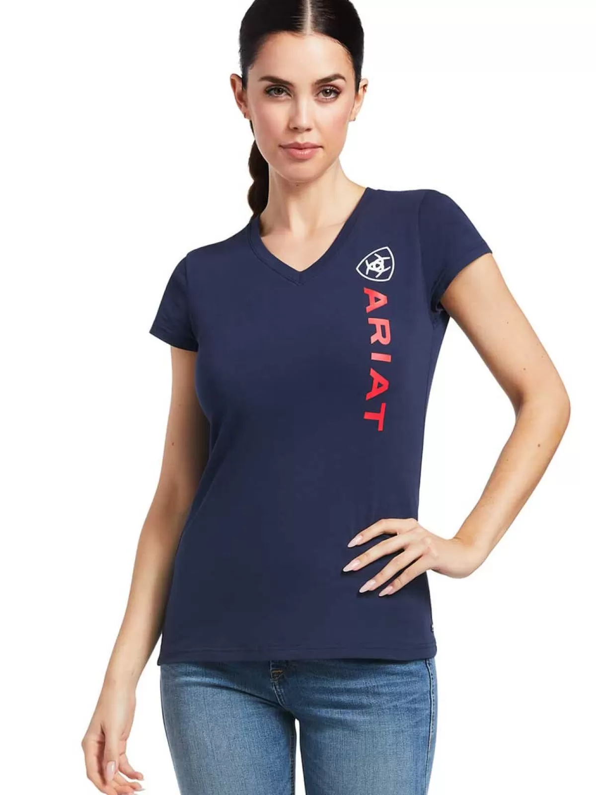 Store Ariat Vertical Logo T-Shirt - Womens Navy