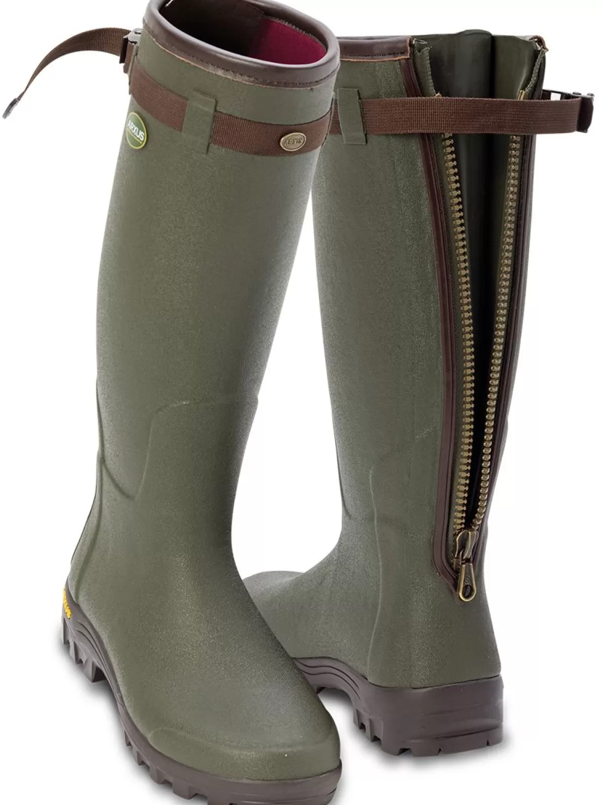 Clearance Arxus Primo Nord Zip Wellington Boots - Neoprene Zip - Dark Olive