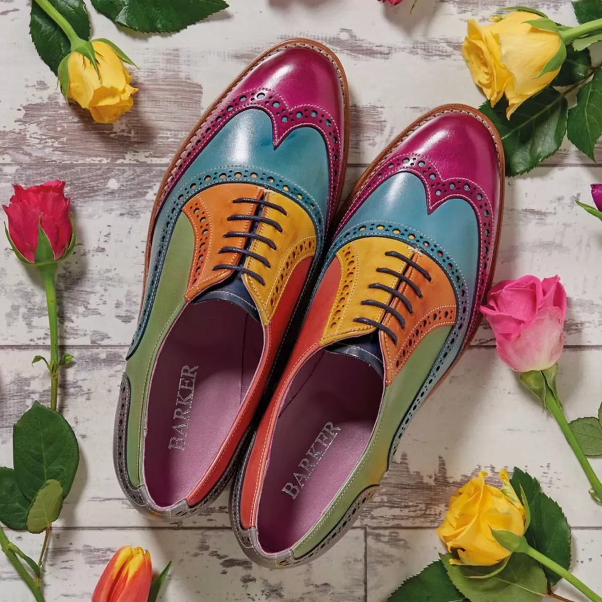 Shop Barker Shoes Barker Fearne Shoes - Ladies Brogues - Multi Coloured Hand-Painted