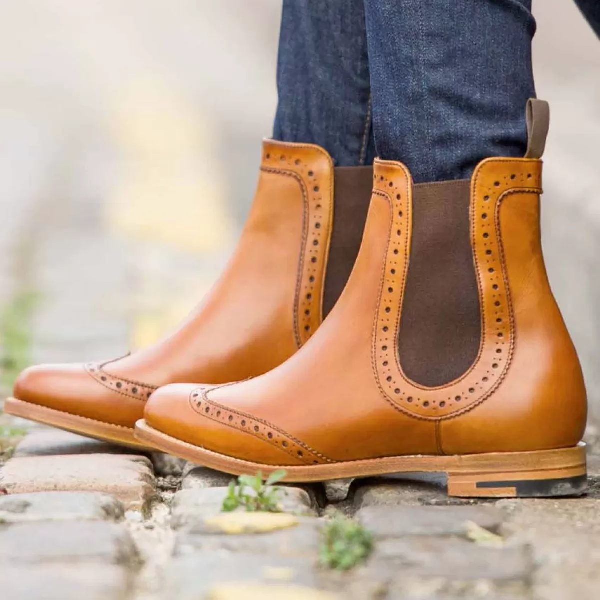 Best Sale Barker Shoes Barker Sabrina Boots - Ladies Chelsea Brogue - Cedar Calf