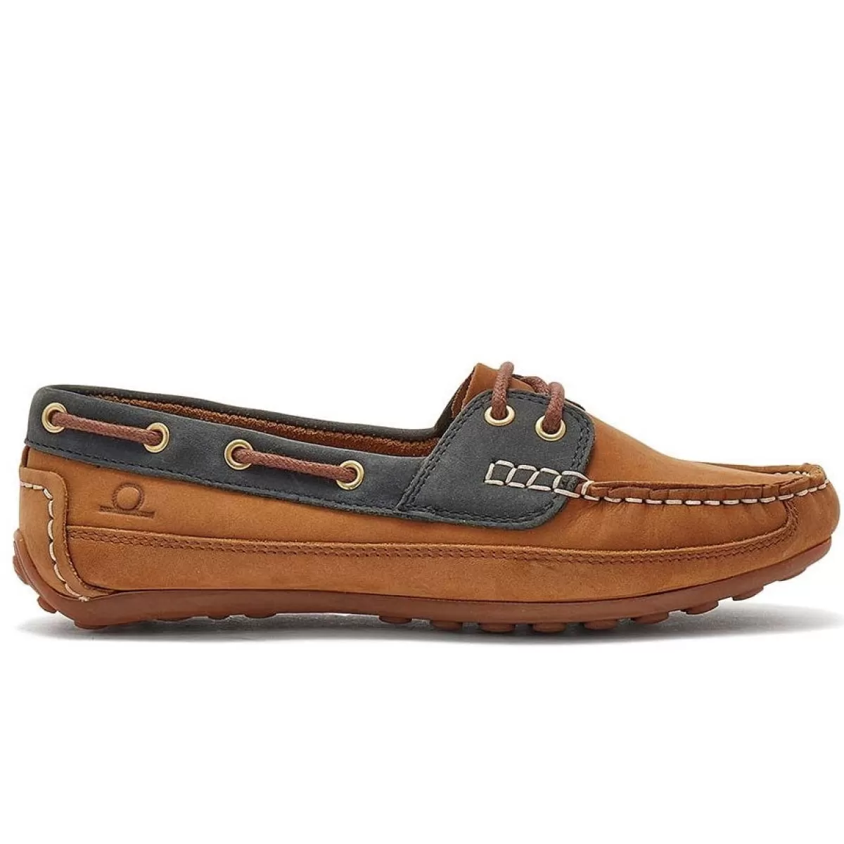 Clearance Chatham Ladies Cromer Driving Moccasins - Tan/Navy