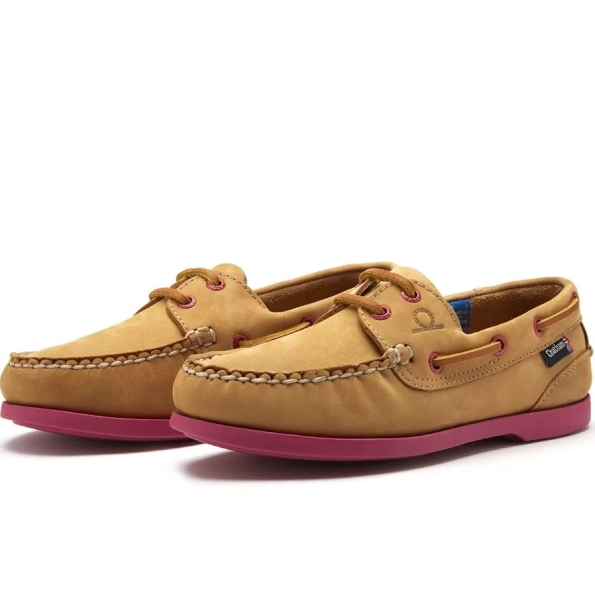 Shop Chatham Ladies Pippa Ii G2 Leather Boat Shoes Tan/Pink