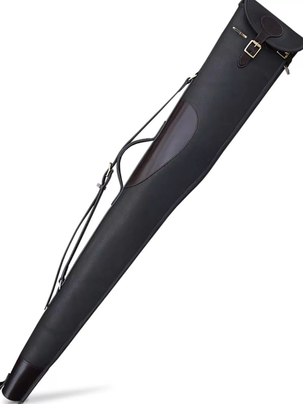 Sale Coleman Baines Leather Shotgun Slip With Flap, Buckle & Zip - Dark Havana