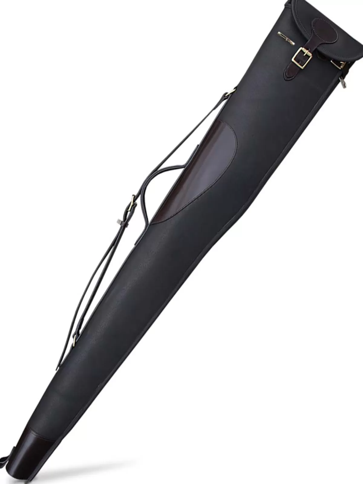 Best Coleman Baines Water Buffalo Leather Shotgun Slip With Flap, Buckle & Zip - Dark Havana