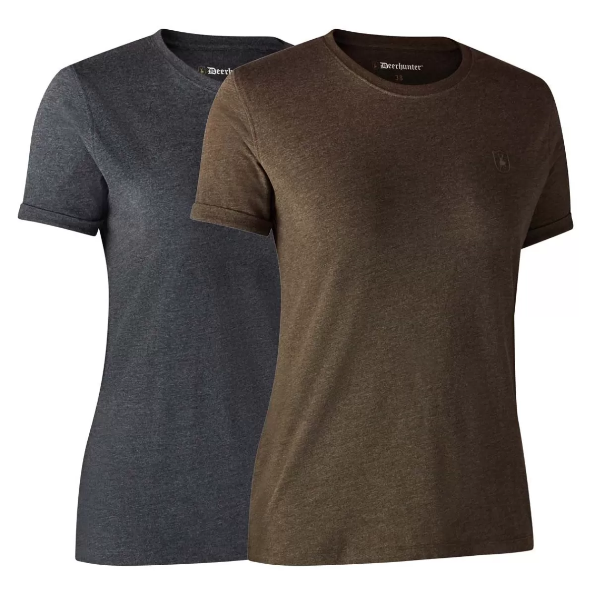 Flash Sale Deerhunter Ladies Basic T-Shirt 2 Pack Brown Leaf Melange