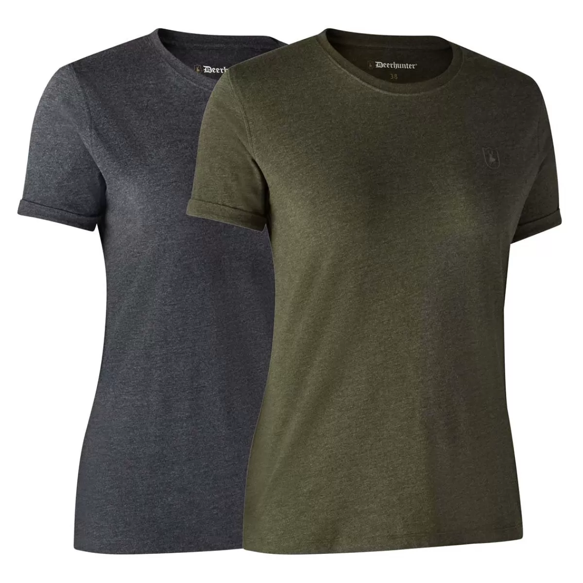 Shop Deerhunter Ladies Basic T-Shirt 2 Pack Adventure Green Melange