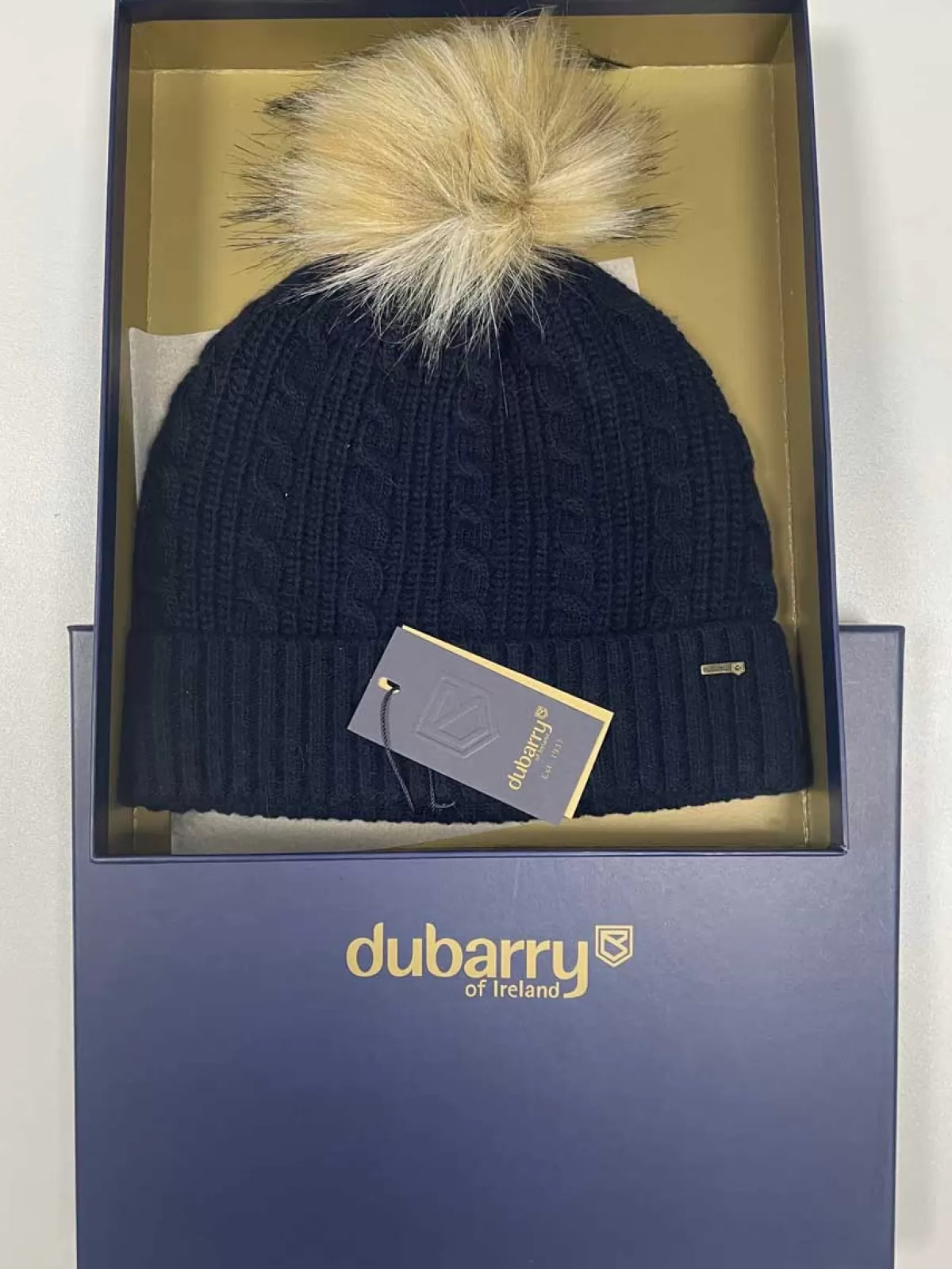 Online Dubarry Curlew Knitted Bobble Hat Navy