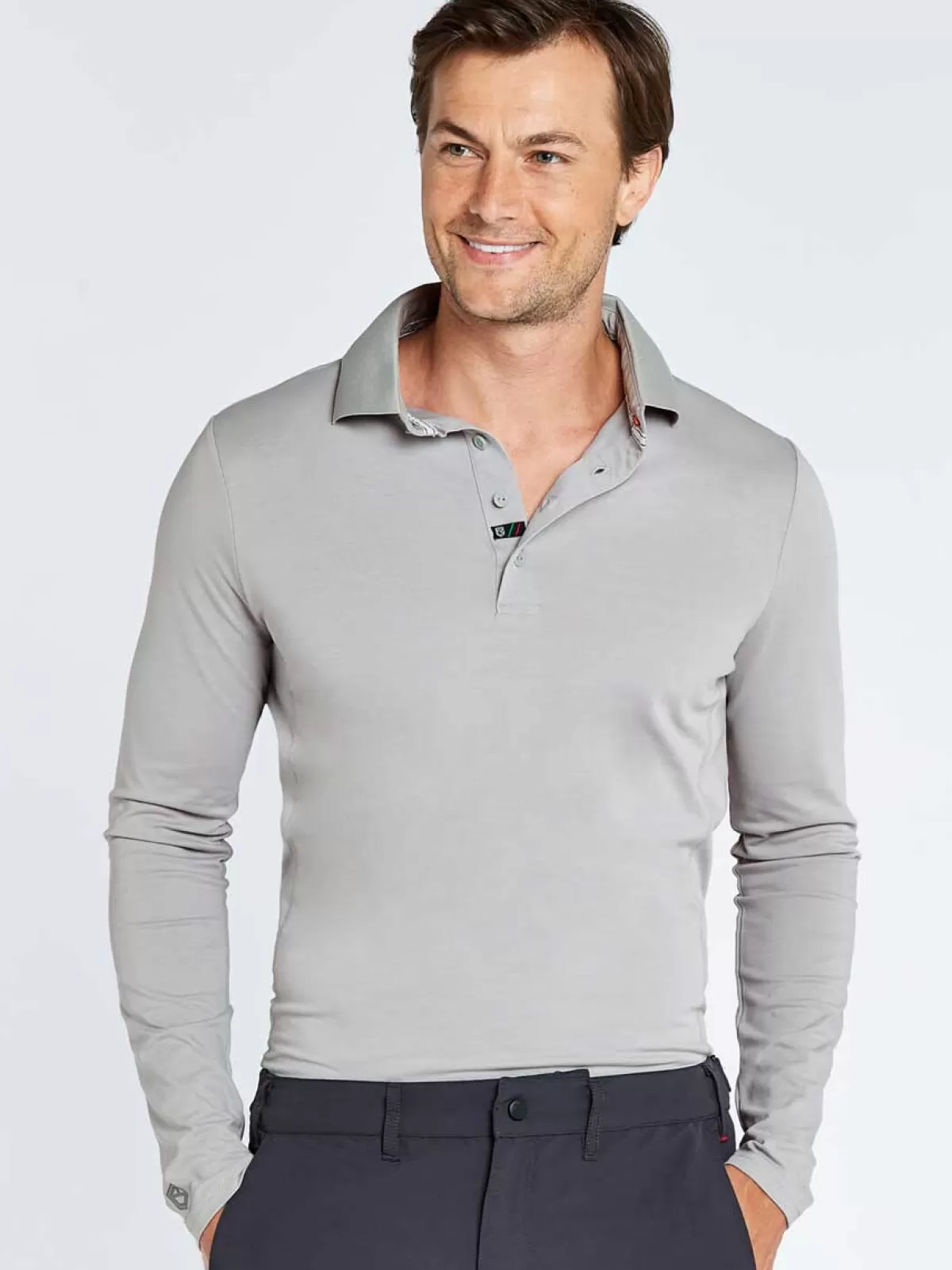 New Dubarry Freshford Unisex Long-Sleeved Technical Polo Platinum