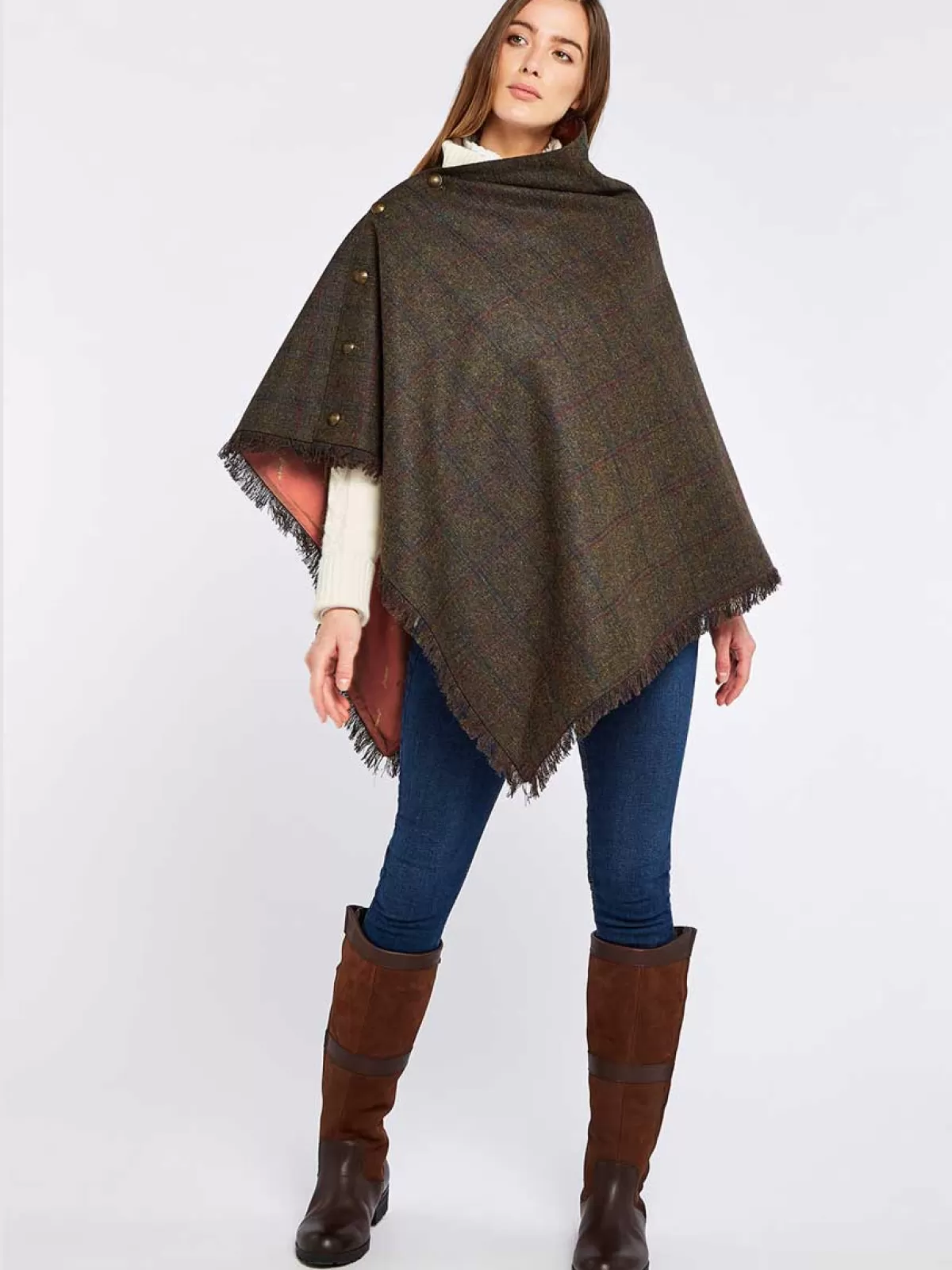 Sale Dubarry Hazelwood Ladies Tweed Poncho Hemlock