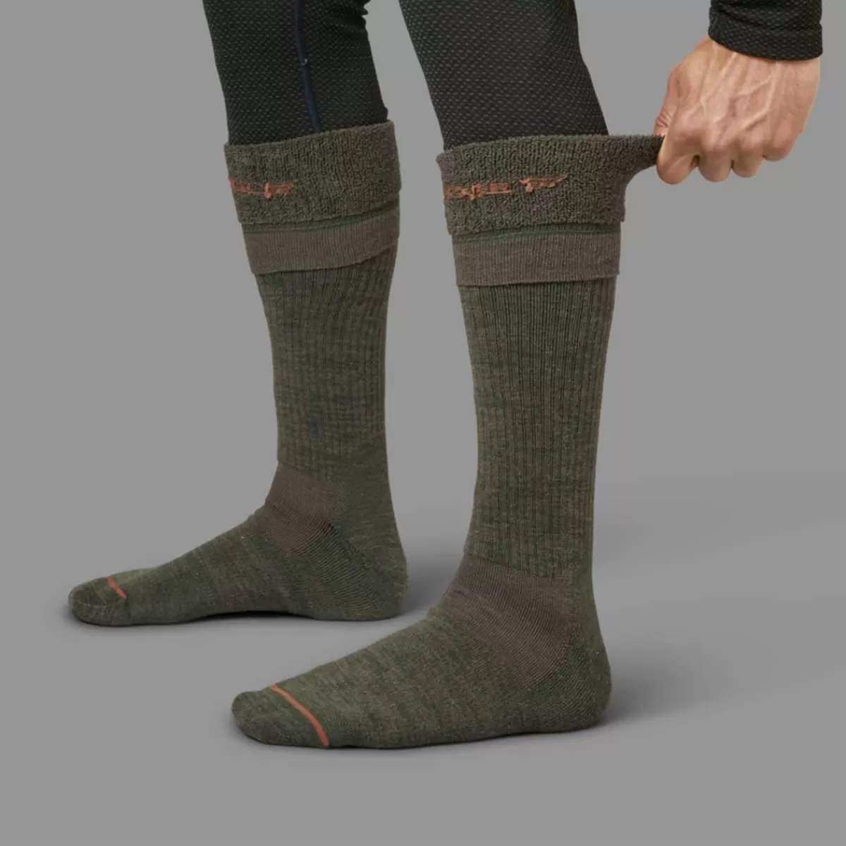 Best Sale Harkila Pro Hunter 2.0 Long Socks - Merino Wool With Nanoglide - Willow Green / Shadow Brown