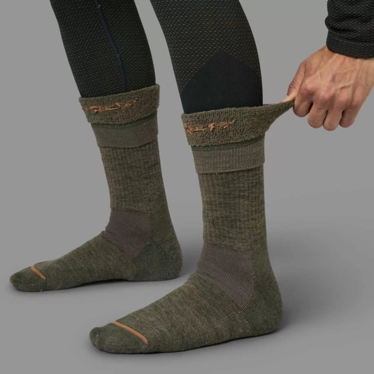 Fashion Harkila Pro Hunter 2.0 Short Socks - Merino Wool With Nanoglide - Willow Green / Shadow Brown