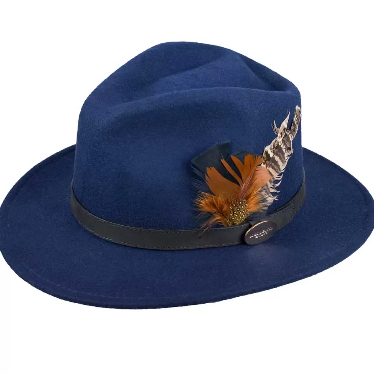 New Hicks and Brown Hicks & Brown Hat - Ladies Suffolk Hen Feather Fedora - Navy