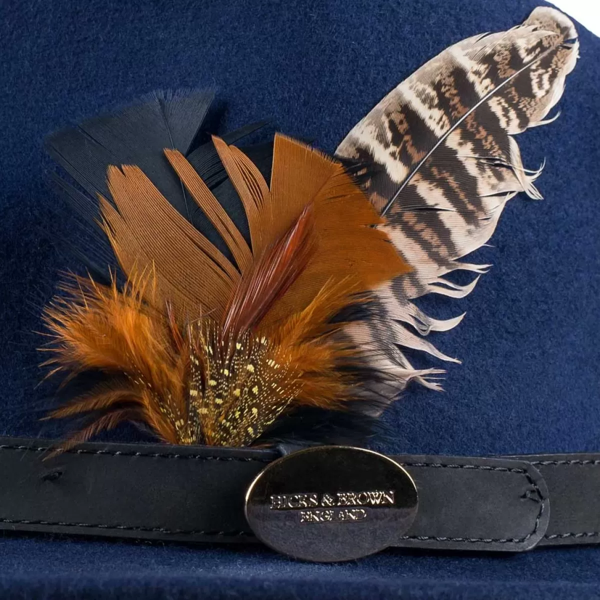 New Hicks and Brown Hicks & Brown Hat - Ladies Suffolk Hen Feather Fedora - Navy