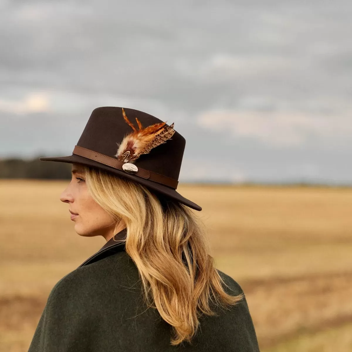 Cheap Hicks and Brown Hicks & Brown Ladies Suffolk Fedora Hat - Gamebird Feather Dark Brown