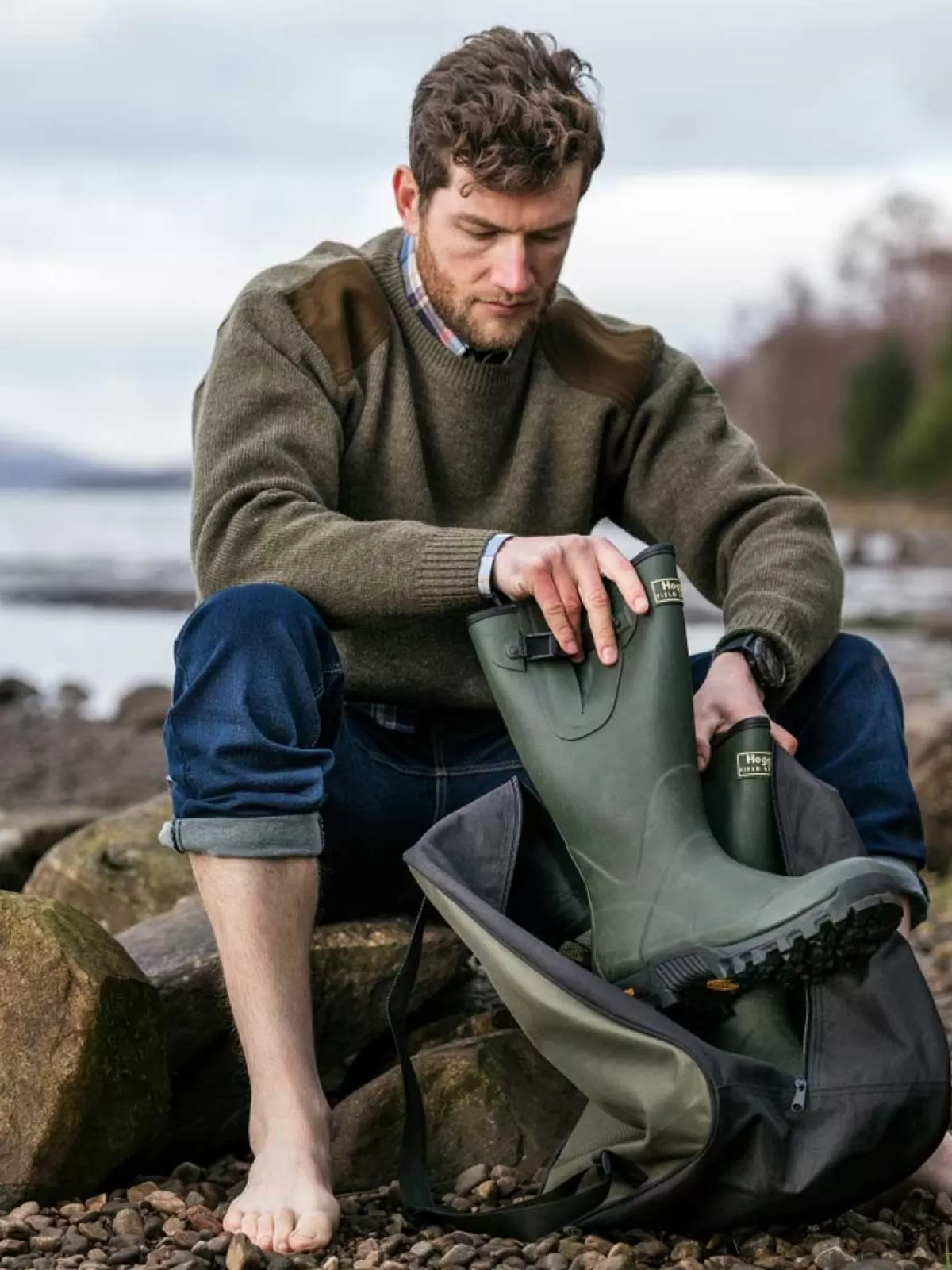 Fashion Hoggs of Fife Field Sport Neoprene-Lined Wellington - Field Green