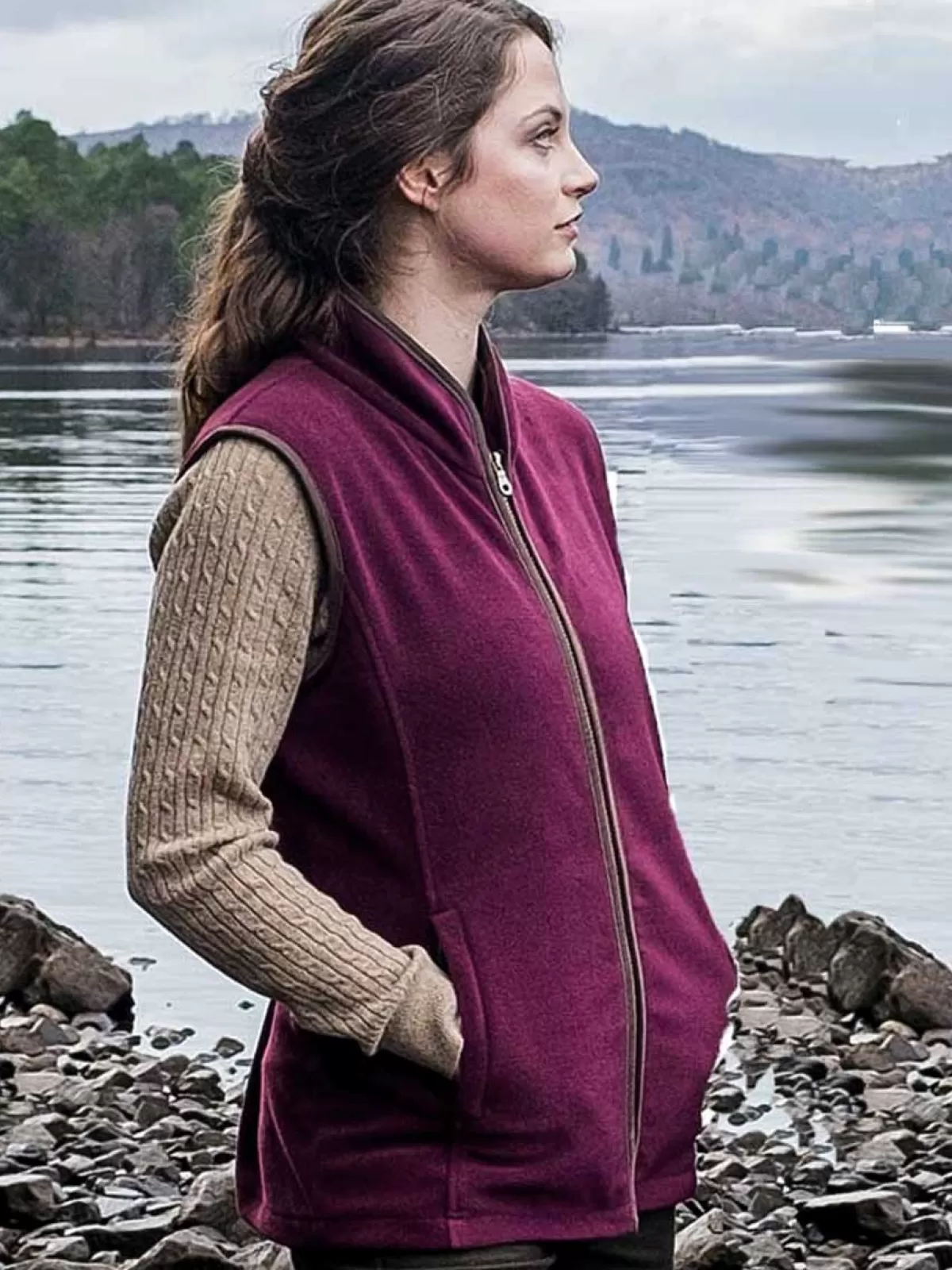 Discount Hoggs of Fife Stenton Technical Fleece Gilet - Ladies Merlot