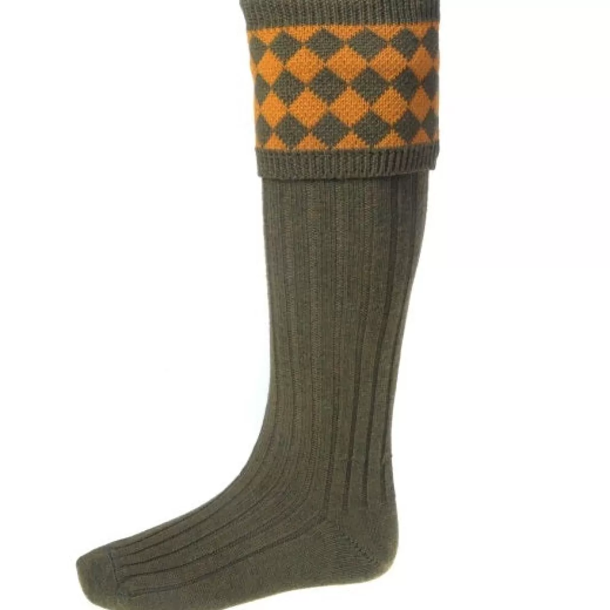 Discount House Of Cheviot - Chessboard Shooting Socks Bracken