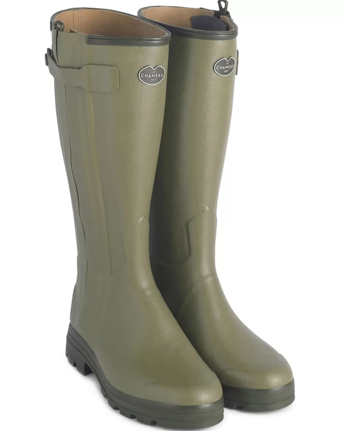Cheap Le Chameau Chasseur Boots - Ladies Leather Lined Full Zip - Vert Vierzon Leather Lined Full Zip Vert Vierzon