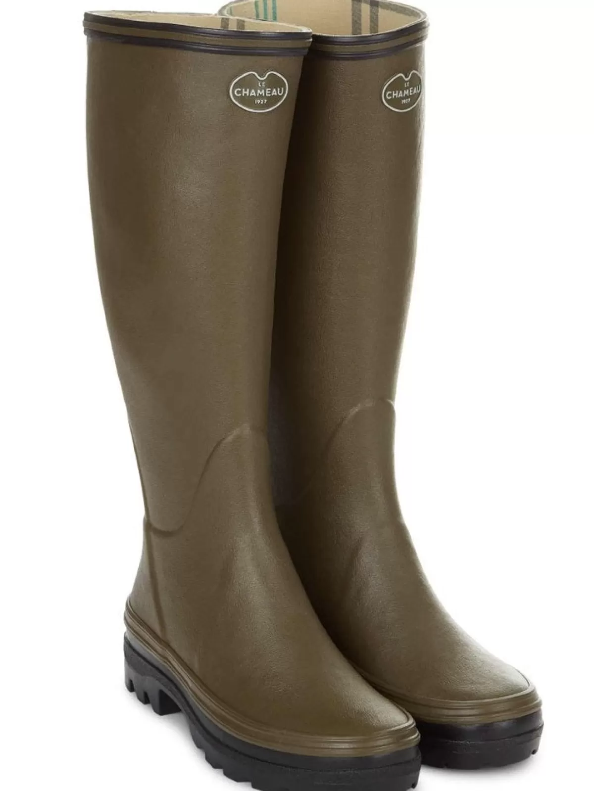 Sale Le Chameau Giverny Wellington Boots - Ladies Jersey Lined Vert Chameau