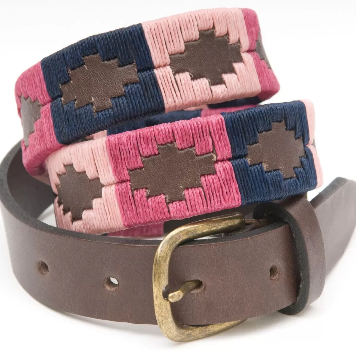 Clearance Pioneros Polo Belt - Narrow Argentinian - 160 Berry/Navy/Pink