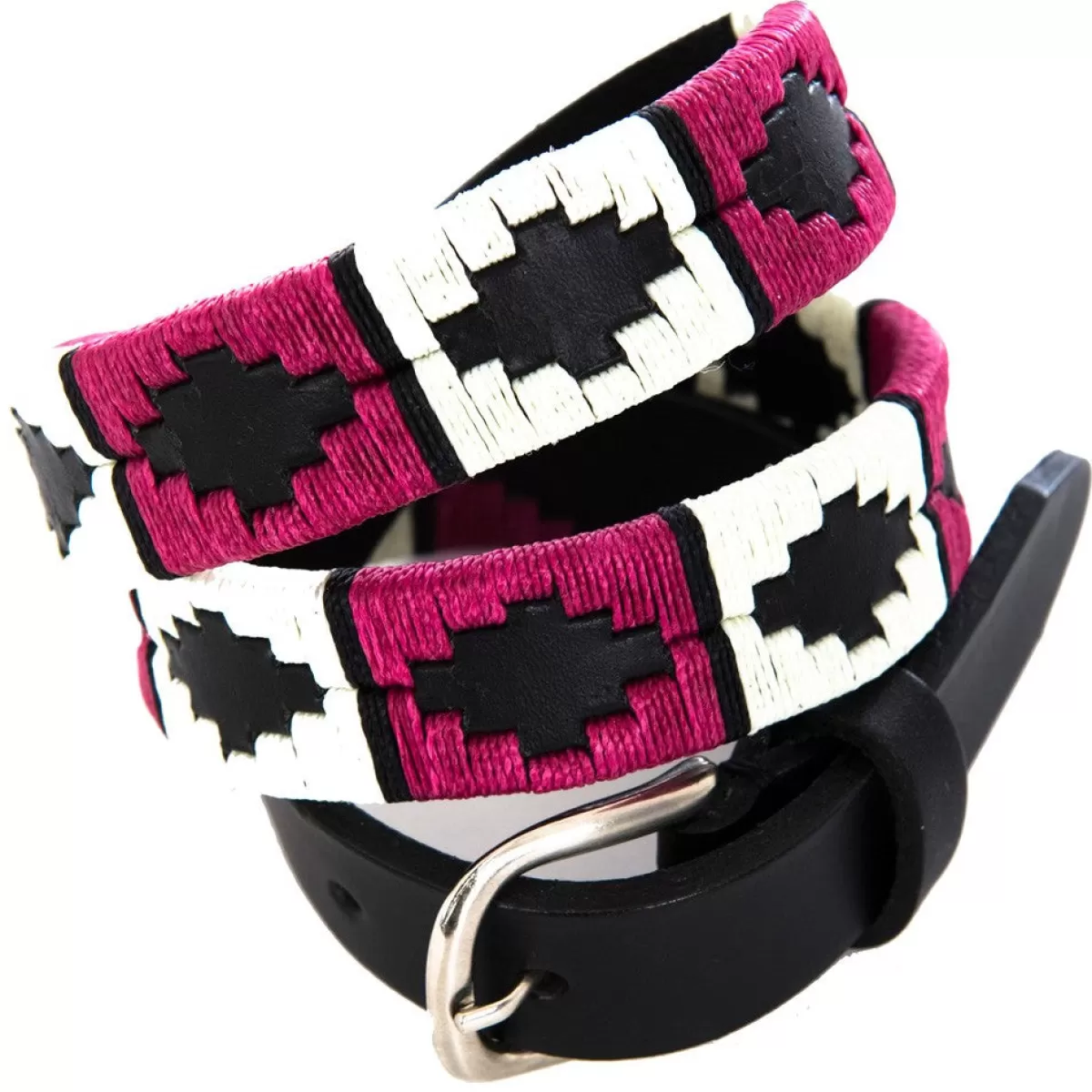 Discount Pioneros Polo Belt - Narrow Argentinian - 171 Berry/White With Black Stripe