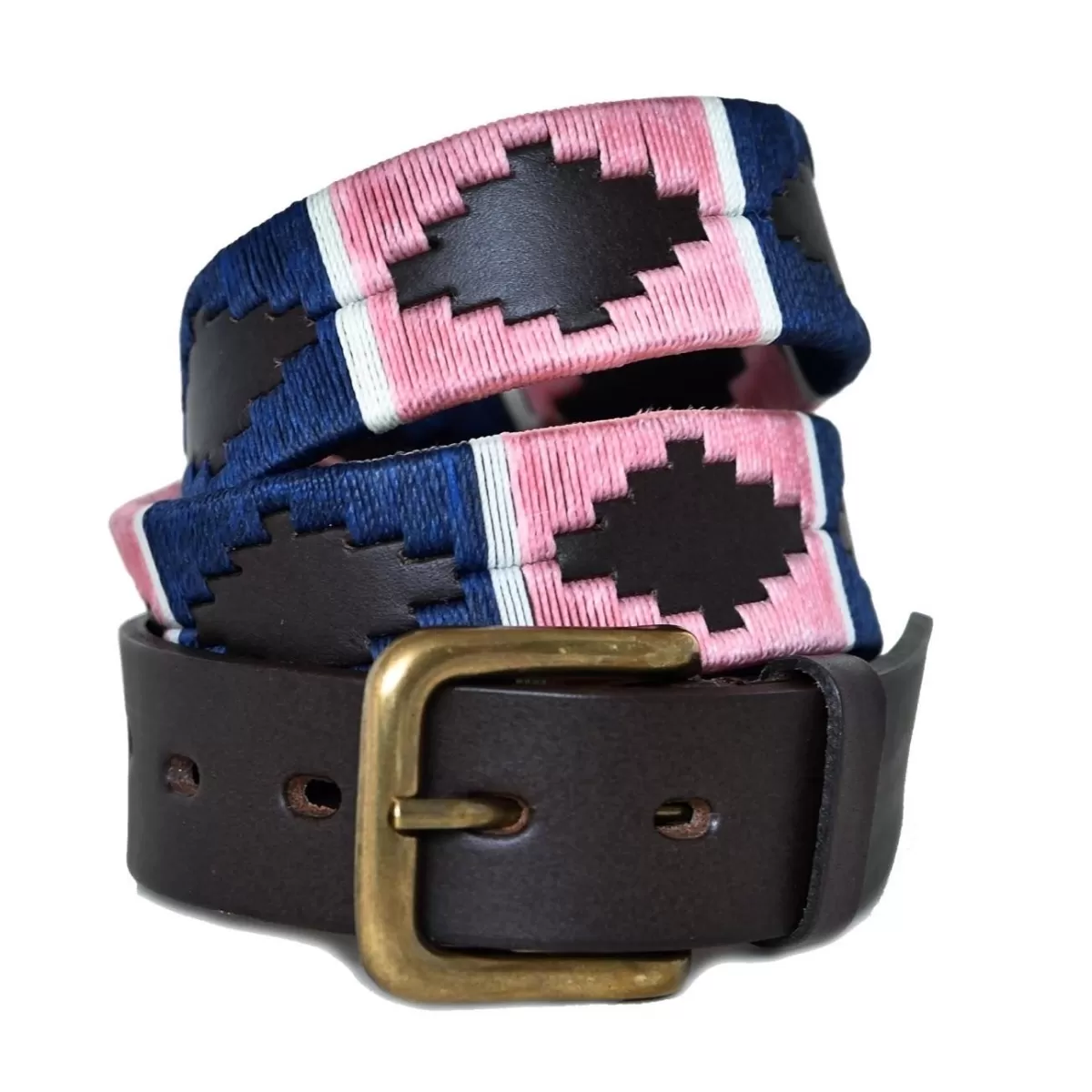 Best Sale Pioneros Polo Belt - Wide Argentinian - 110 Pink/Navy With White Stripe