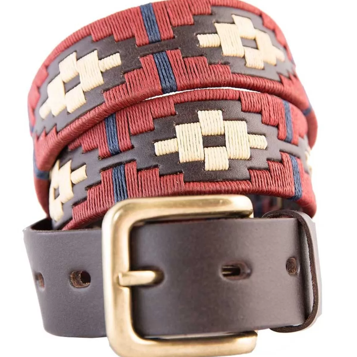 Best Sale Pioneros Polo Belt - Wide Argentinian - 127 Burgundy/Cream With Navy Stripe