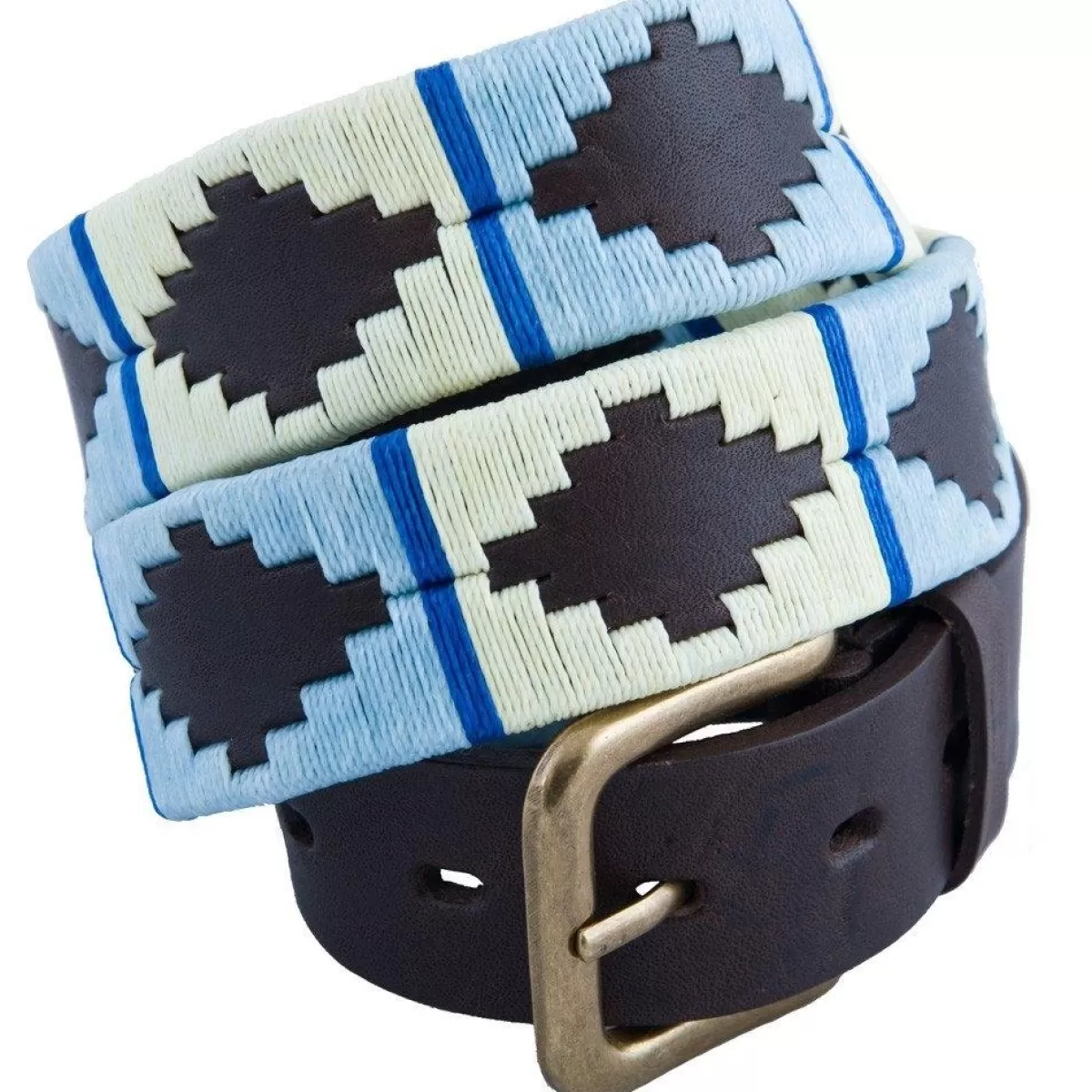 Cheap Pioneros Polo Belt - Wide Argentinian - 142 Blue/White With Blue Stripe