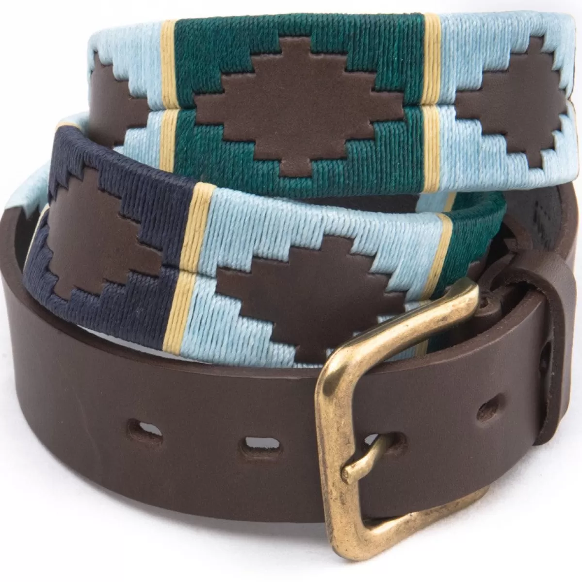 Discount Pioneros Polo Belt - Wide Argentinian - 156 Green/Pale Blue/Navy With Cream Stripe