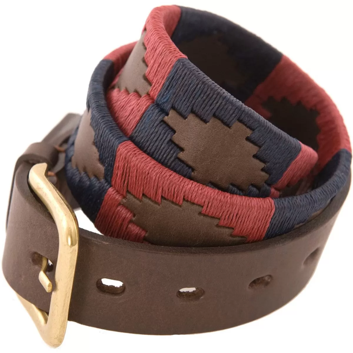 Cheap Pioneros Polo Belt - Wide Argentinian - 176 Burgundy/Navy