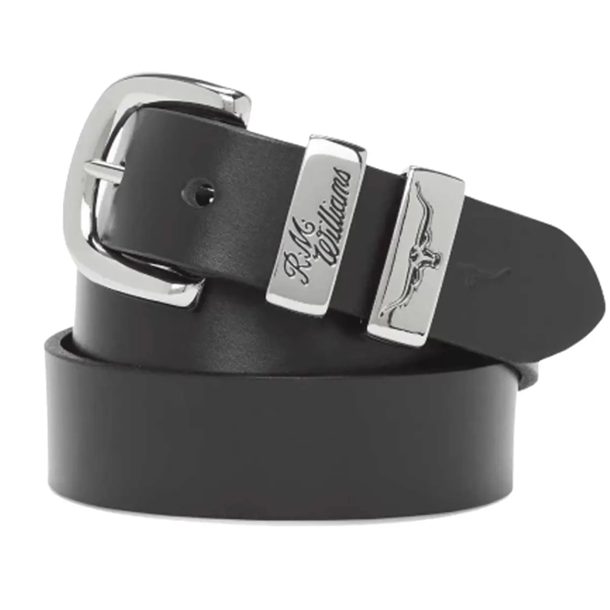 Clearance RM Williams Belt - Men's Cb440 Leather 1.25" 3 Piece - Black