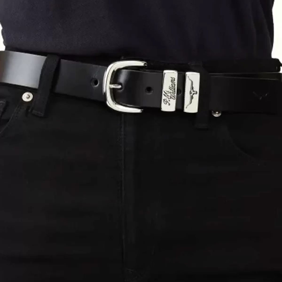 Clearance RM Williams Belt - Men's Cb440 Leather 1.25" 3 Piece - Black